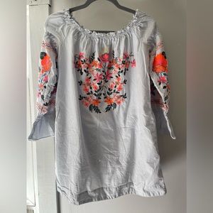 FP off the shoulder embroidered dress
